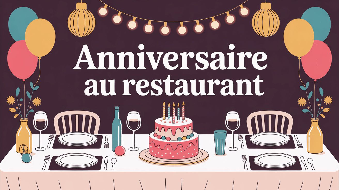 Table décorée pour un anniversaire au restaurant