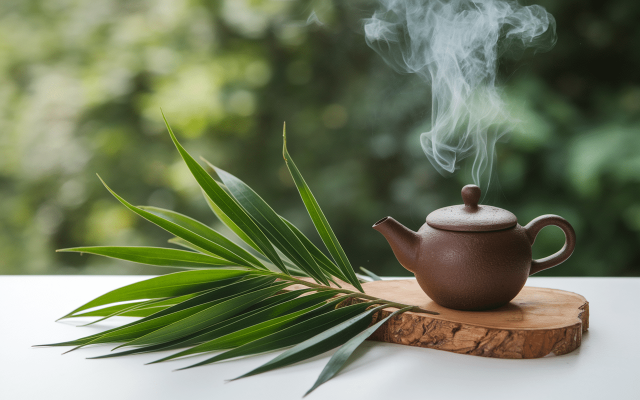 Feuilles sencha thé et théière