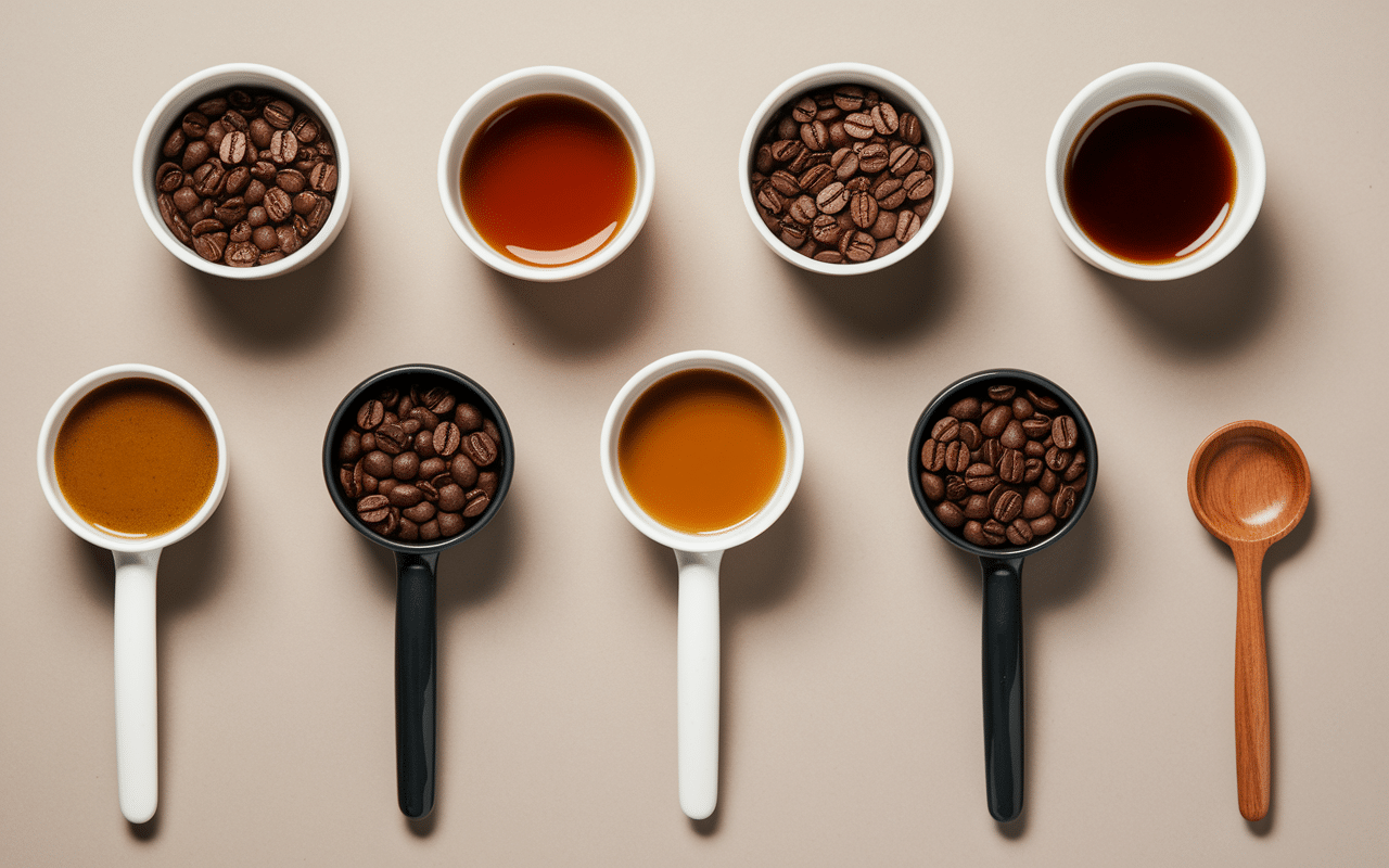 Cuillères et café moulu pour dosage sans balance