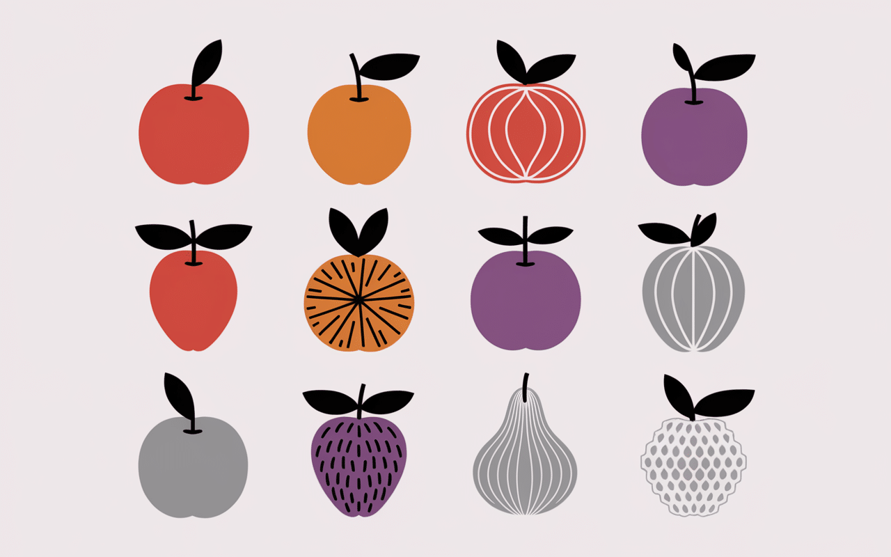 Illustration des 10 fruits en E
