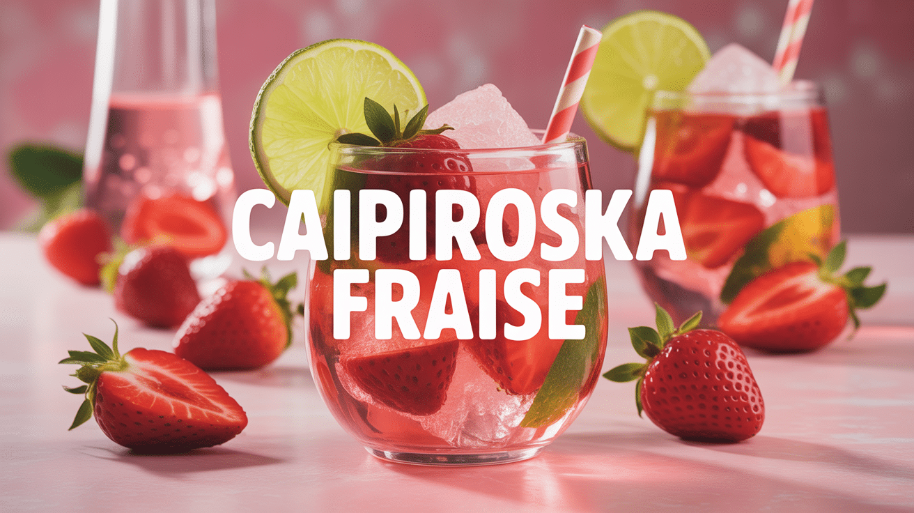cocktail caipiroska fraise avec fraises citron vert et glace