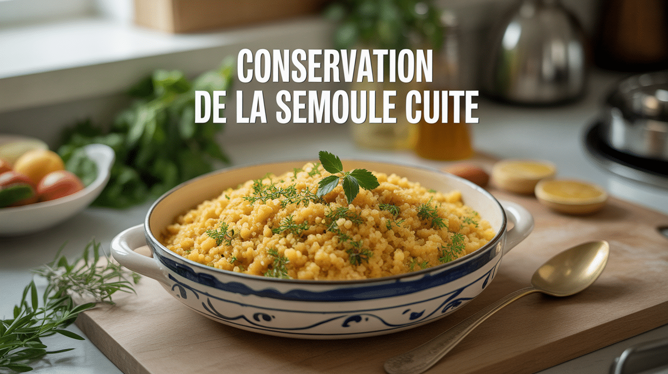 conservation semoule cuite dans un bol blanc