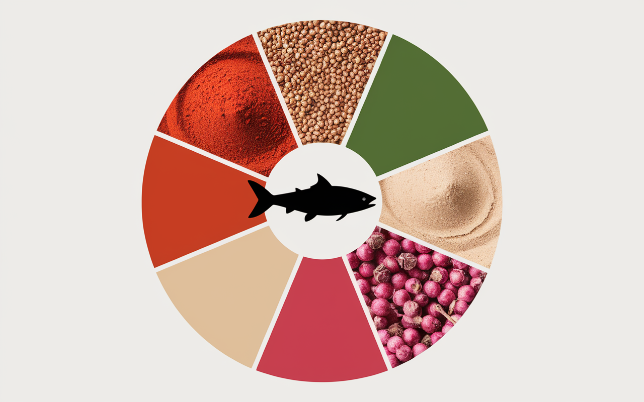 Epices pour saumon roue infographique épices