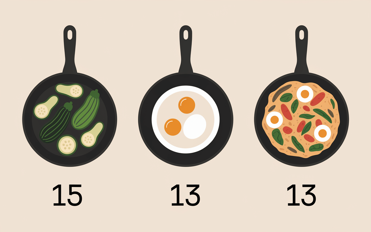 Étapes cuisson courgettes aux œufs brouillés moderne