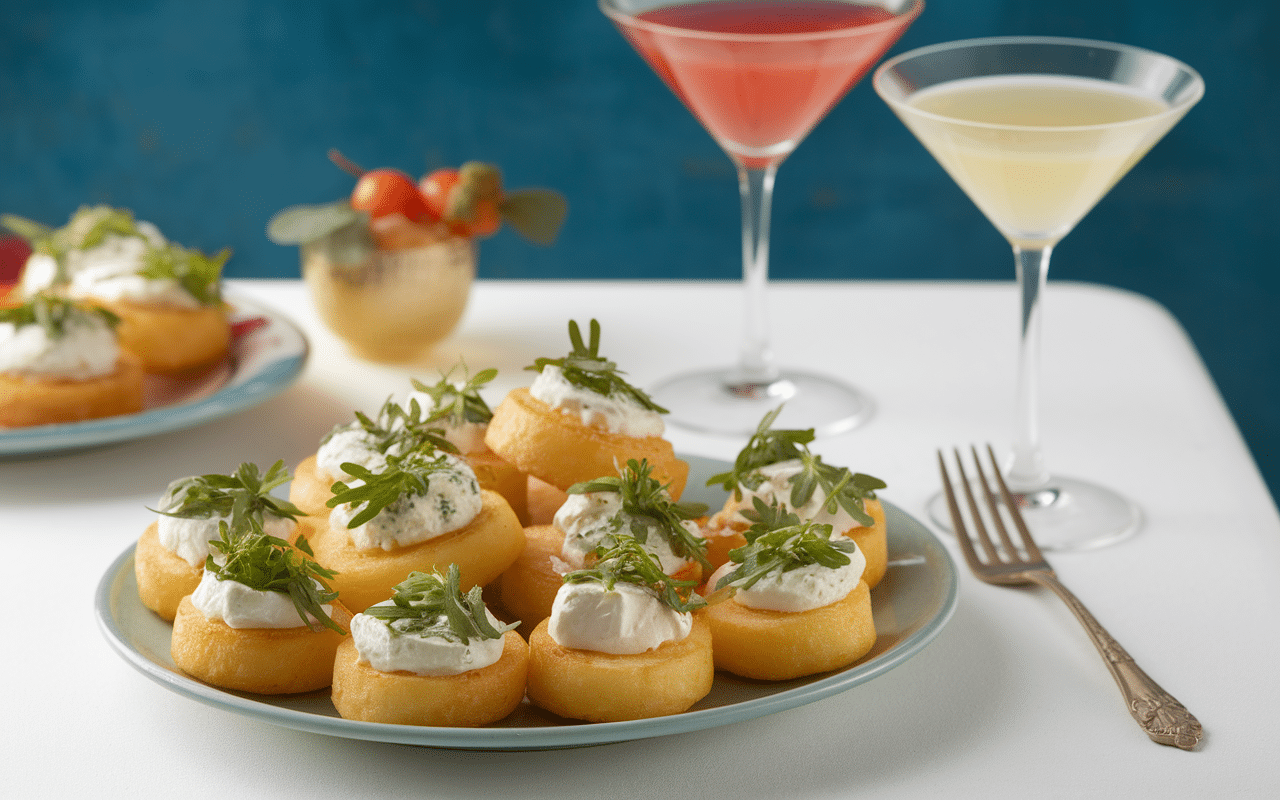 Plateau apéritif festif de frite ronde aux herbes