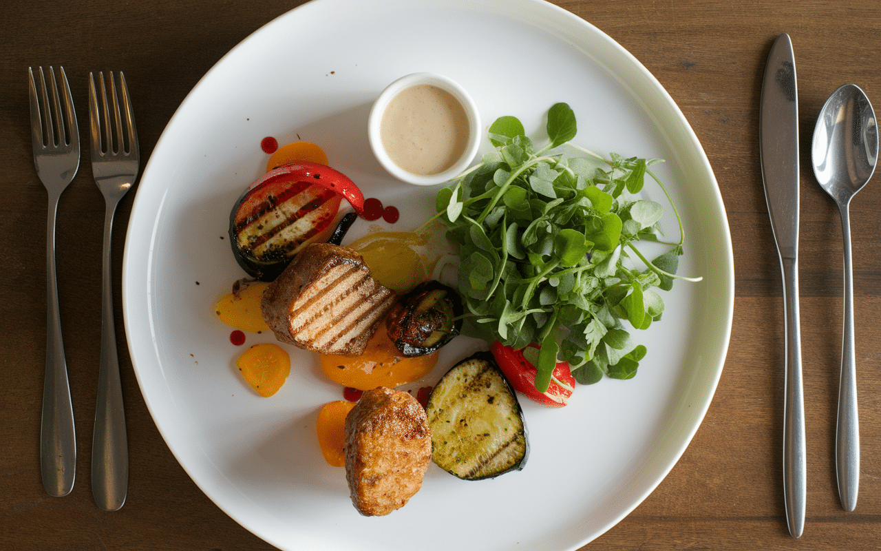 assiette lapin plancha et accompagnements