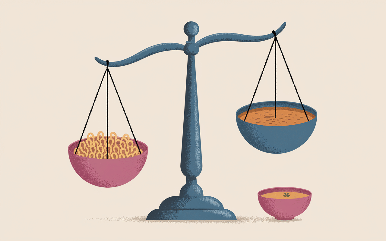 Quelle quantité de vermicelle dans une soupe balance pédagogique
