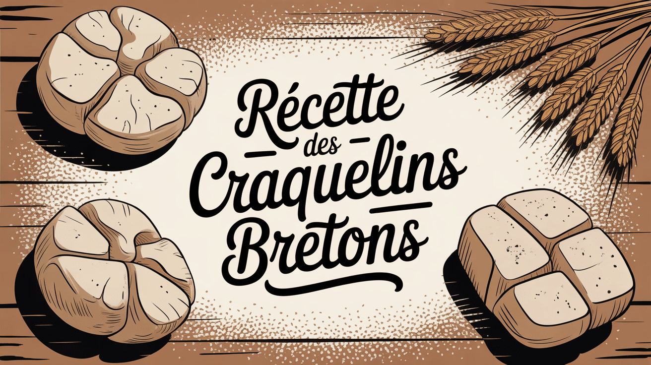 Recette des craquelins bretons biscuits dorés sur bois avec blé et sel marin
