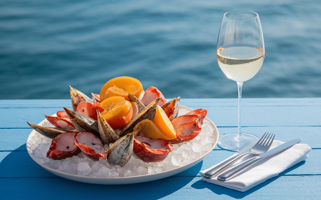 Bar du Soleil Arcachon plateau de fruits de mer sur plage