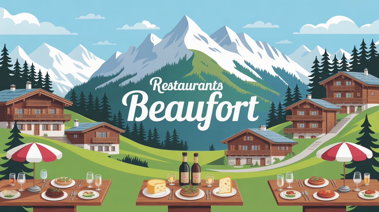 vue village alpin beaufort resto avec chalets et restaurants