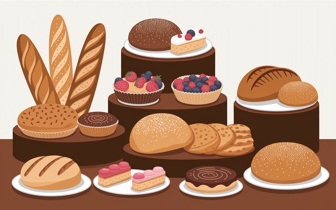 Étal spécialités pains pâtisseries boulangerie Heudebouville