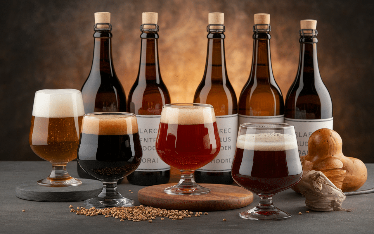 Bières variées verres et bouteilles Brasserie Skumenn