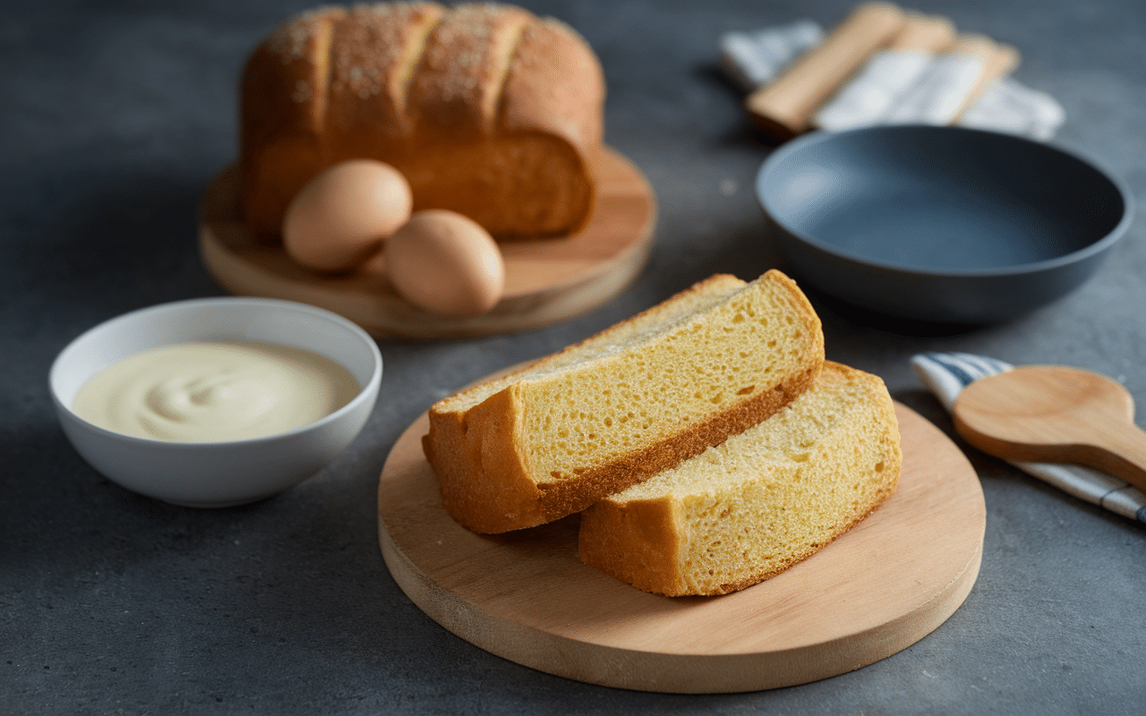 ingrédients brioche perdue recette sur plan de travail
