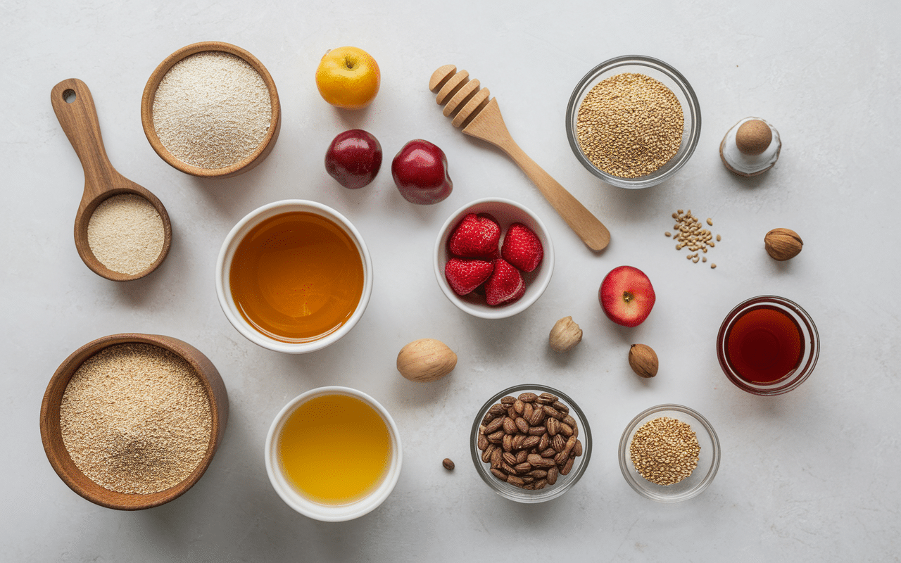 Ingrédients naturels répartis pour cake mug healthy