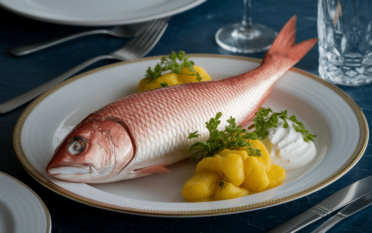 Assiette hareng matjes avec pommes de terre et crème