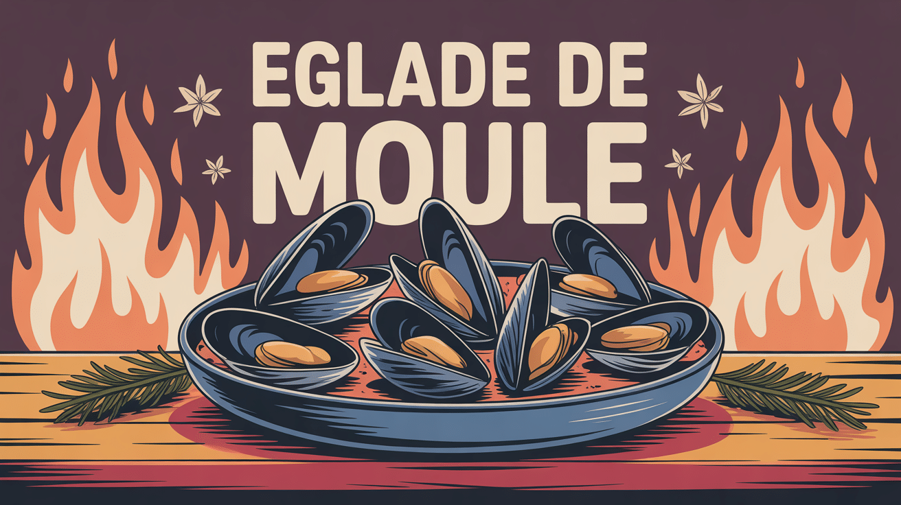 Eglade de moule moules sur aiguilles de pin feu ambiance conviviale