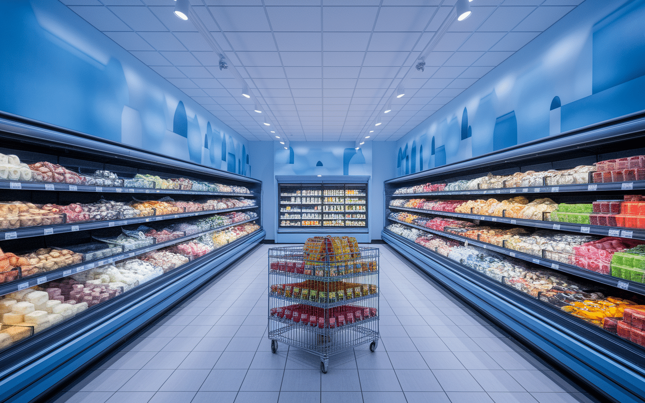 Rayon de glaces sans sucre en magasin