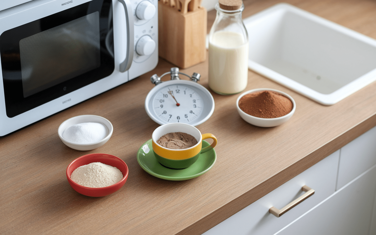 Pause gourmande mug cake chocolat en poudre micro-ondes cuisine