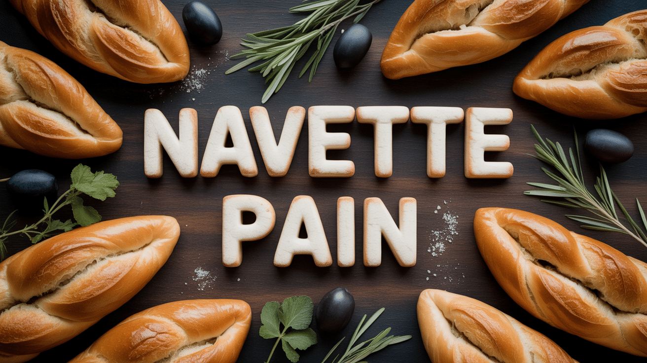 navette pain dorée composition sur planche bois