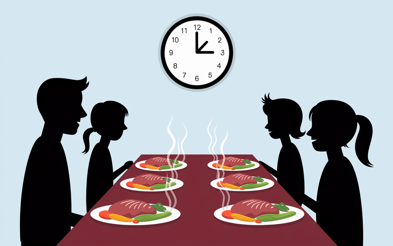 famille autour d'une table avec palette de porc cookeo