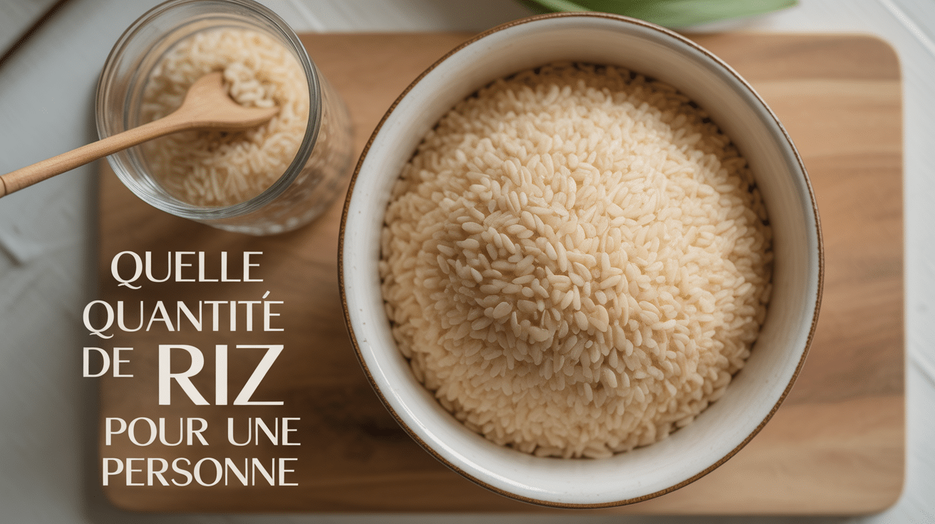 Riz pour une personne dans bol avec doseur