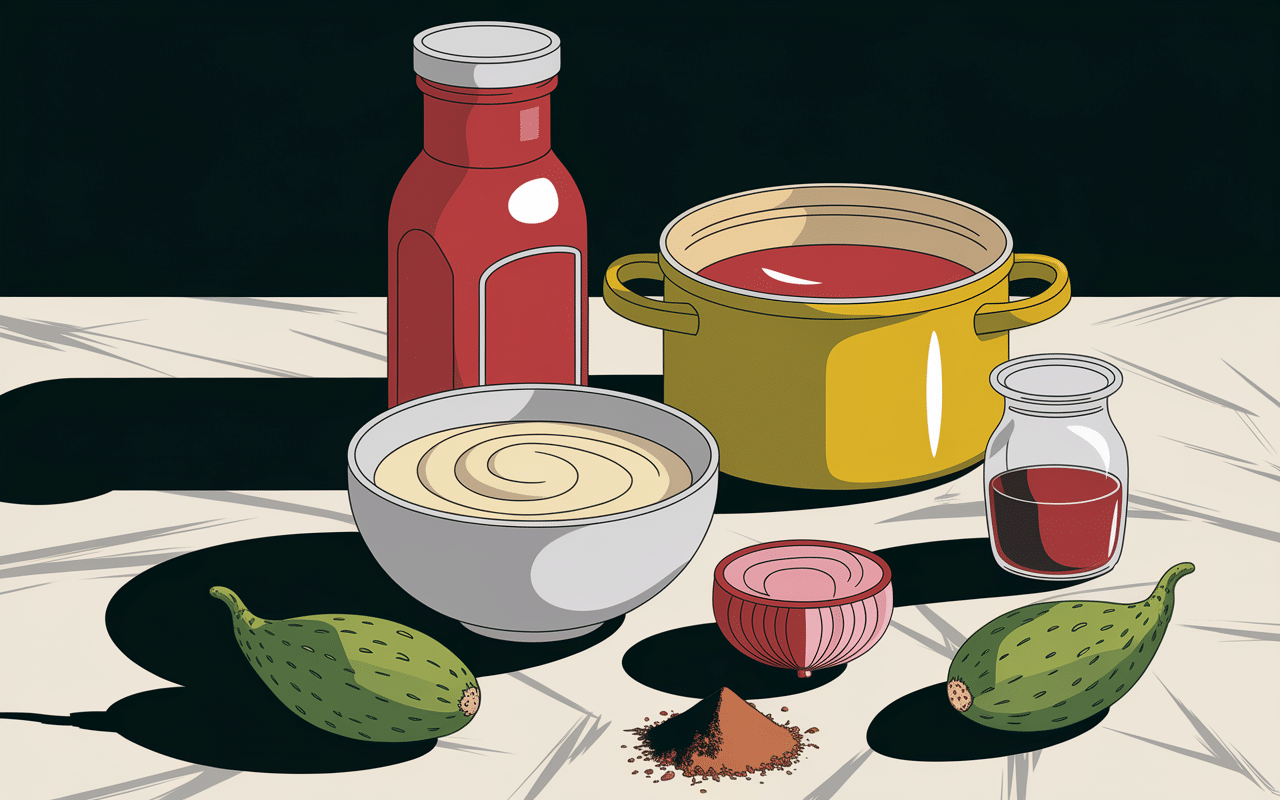 Ingrédients de la sauce big king sur plan de travail