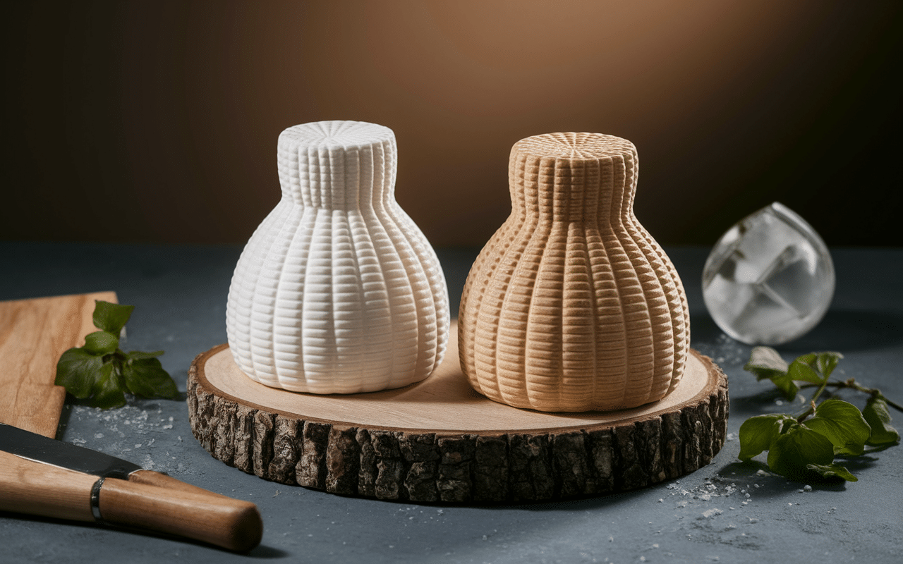 scamorza blanche et fumée sur planche bois