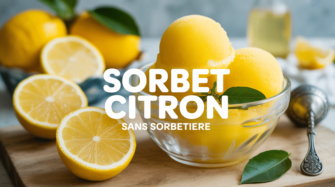 Boules sorbet citron sans sorbetière avec citrons et zestes