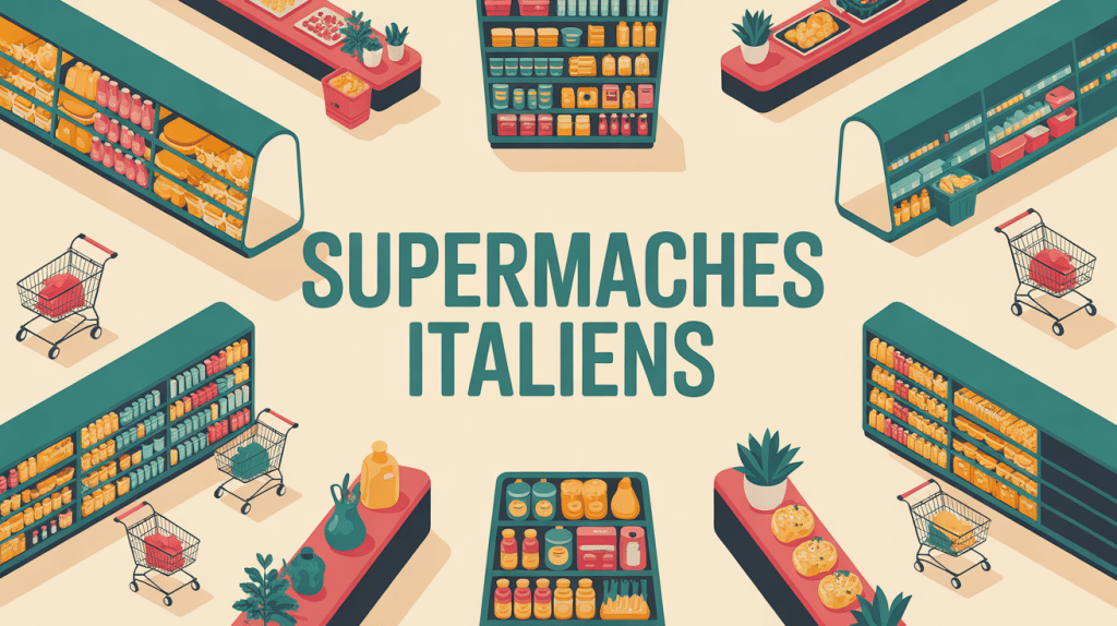 Vue panoramique supermarche italie moderne coloré