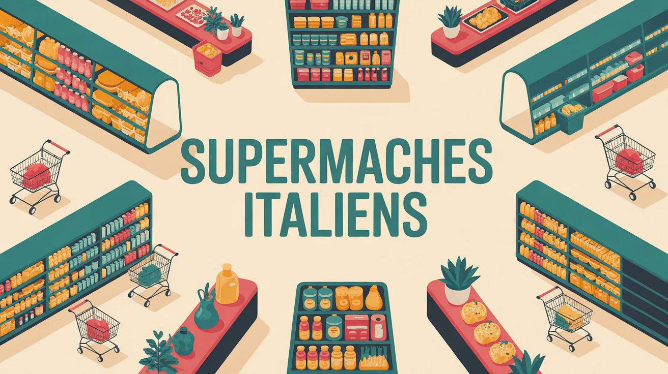 Vue panoramique supermarche italie moderne coloré