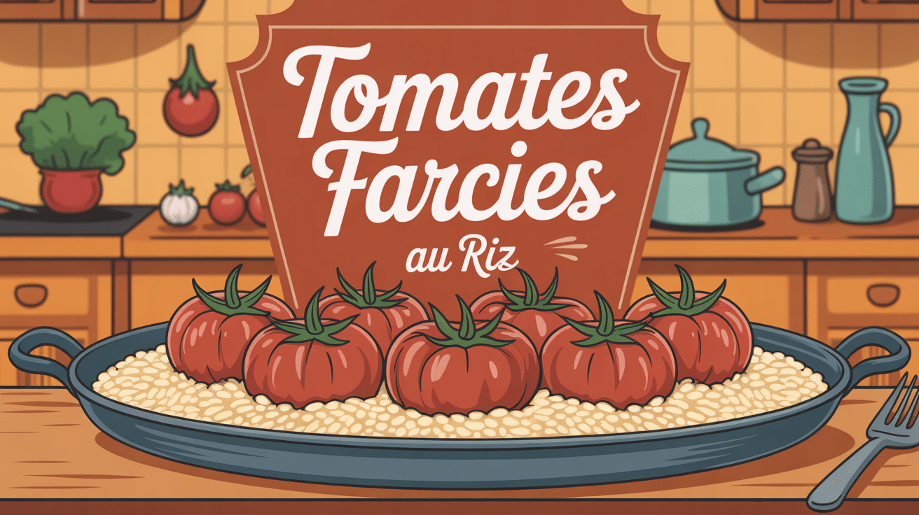 Tomates farcies recette de grand-mère avec riz dans plat cuisiné