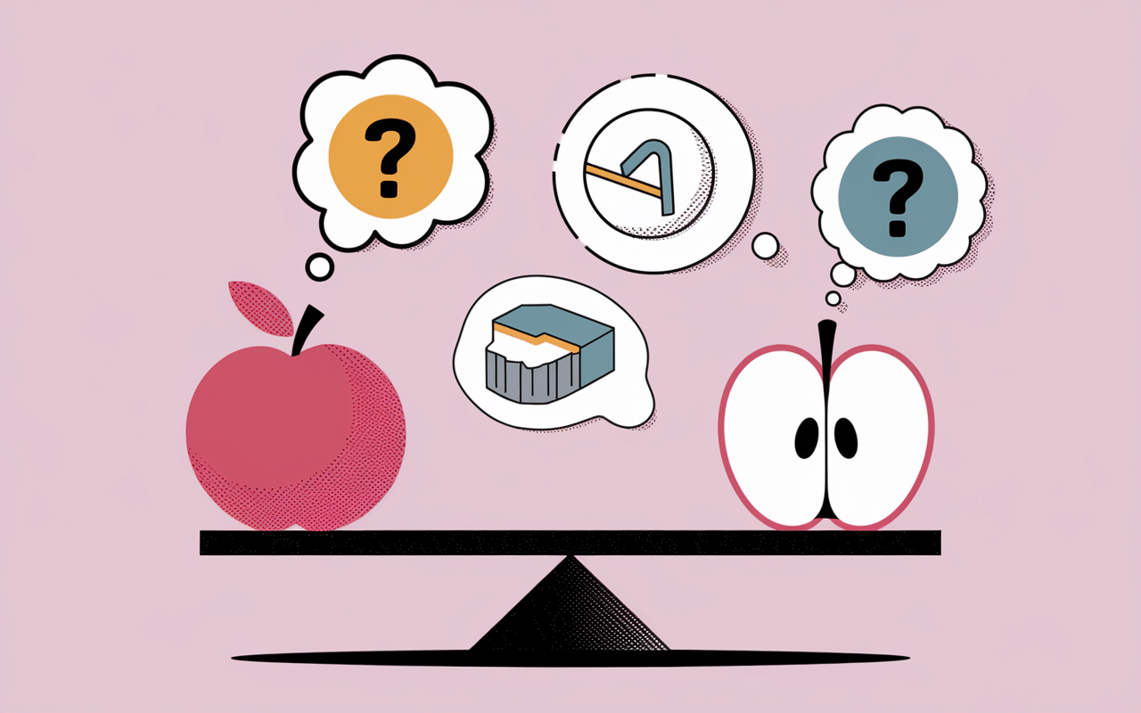 Balance pomme entière trognon de pomme illustration