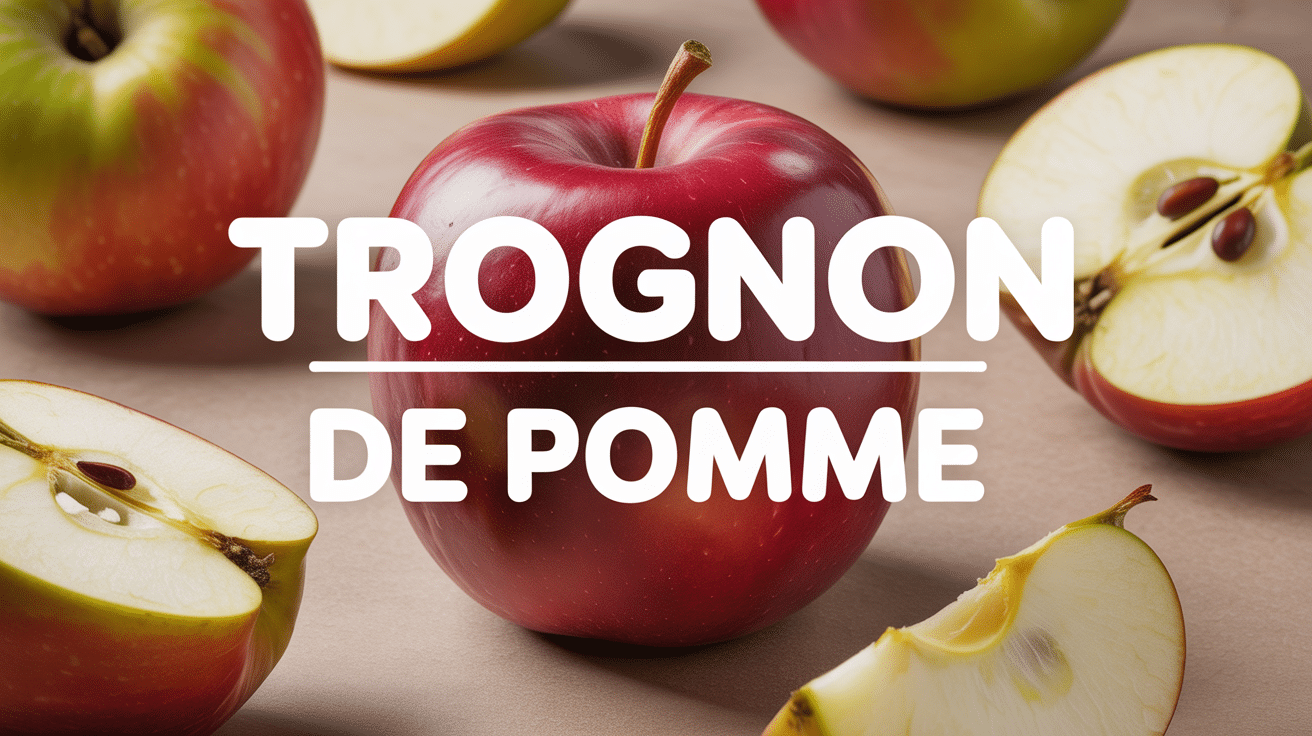 Trognon de pomme rouge et pépins en vue macro