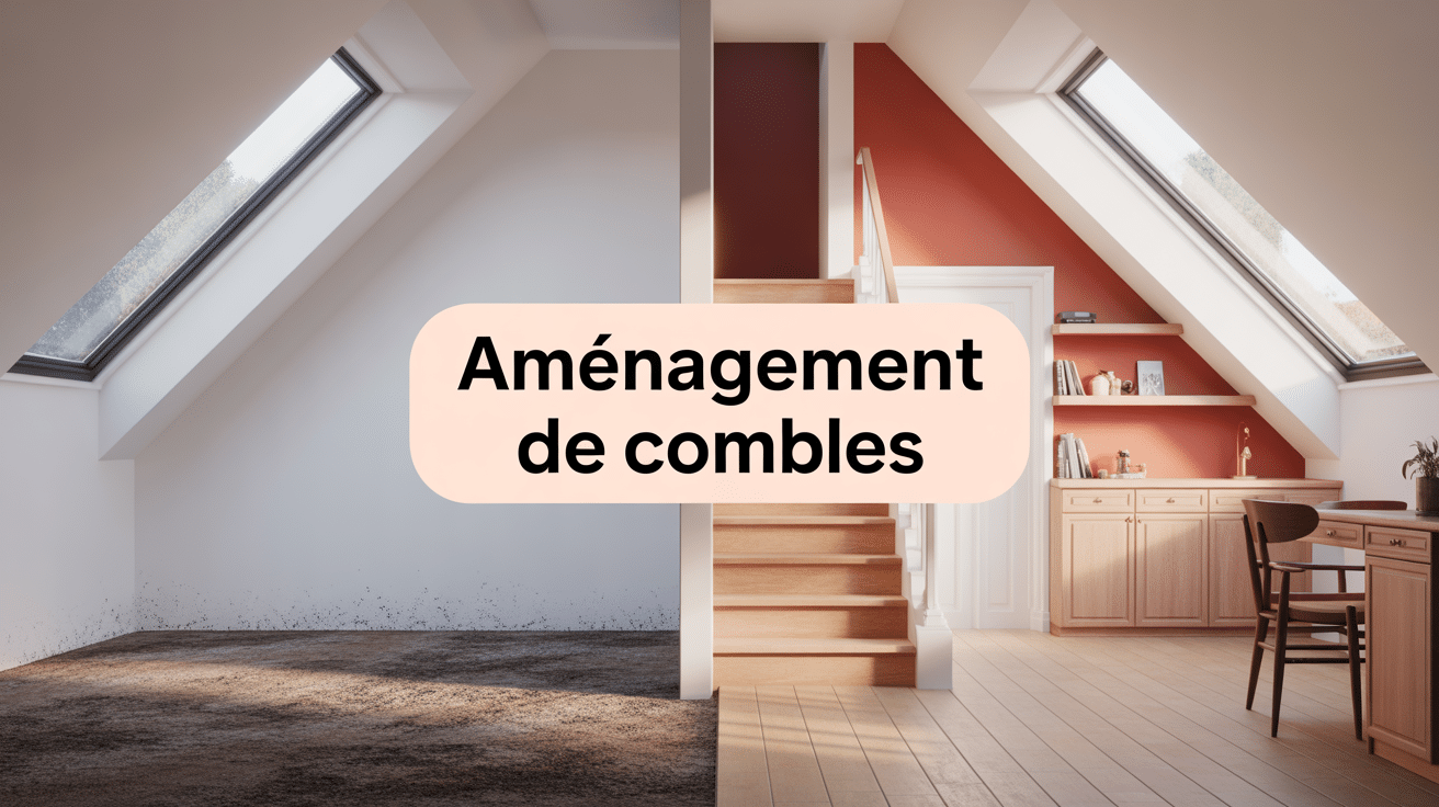 Illustration amenagement combles avant apres coupe maison