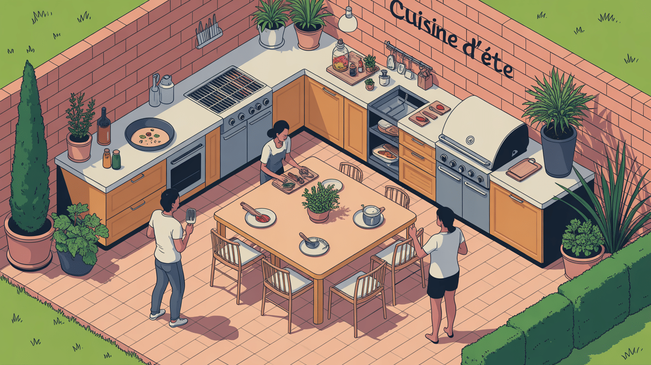 amenagement cuisine d ete d une cuisine d'été extérieure conviviale