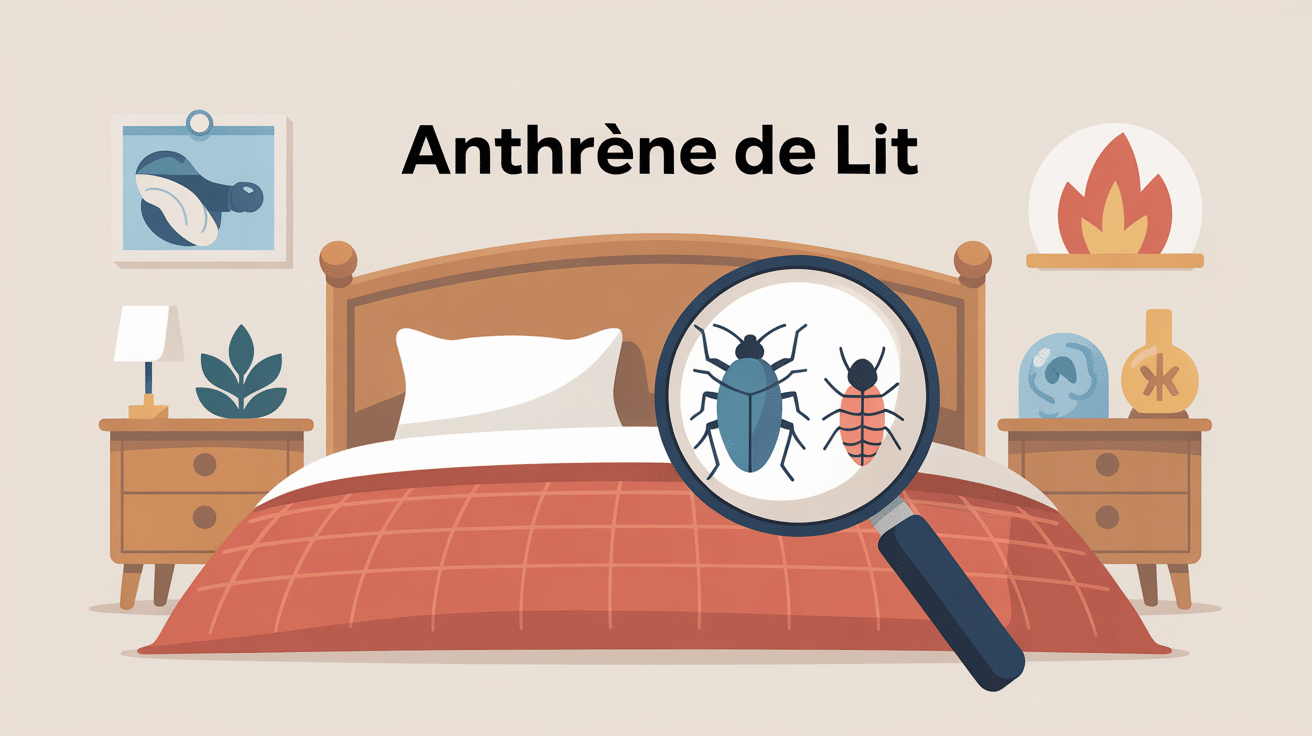 Illustration anthrene de lit sur textile avec larve et méthodes