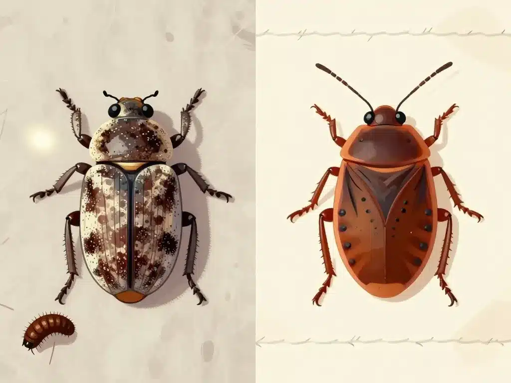 Comparatif visuel anthrene de lit et punaise de lit