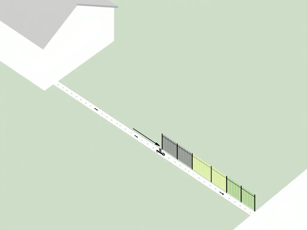 Schéma distance, clôture en retrait de la limite séparative
