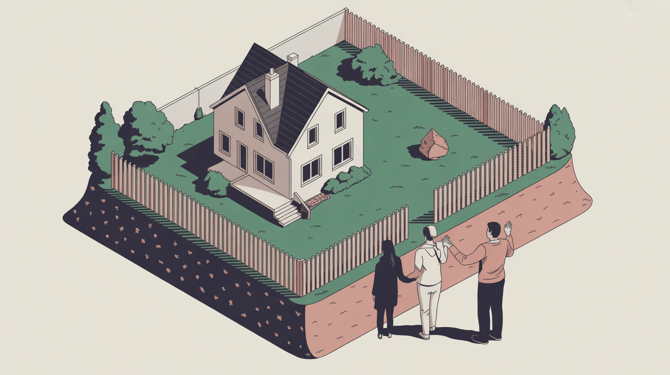 Illustration clôture en retrait de la limite séparative