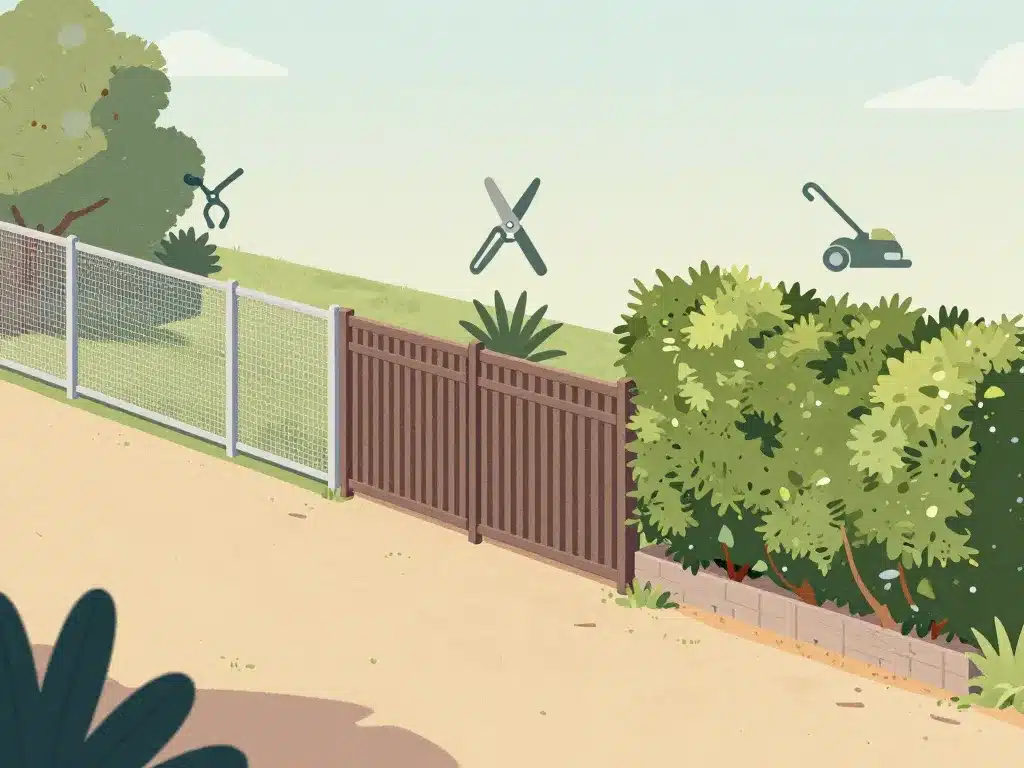 Comparatif clôtures, clôture en retrait de la limite séparative