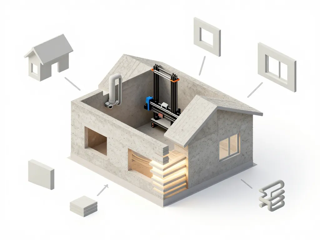 Schéma portée des murs imprimés par constructeur maison imprimante 3d