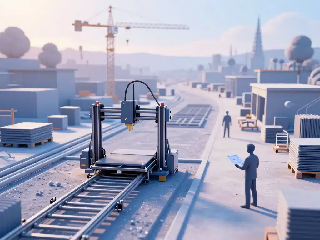 Vue chantier prêt pour constructeur maison imprimante 3d