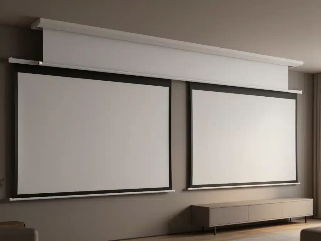 ecran home cinema fixe, motorise et ALR dans un salon