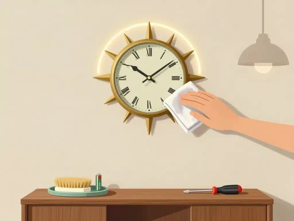 entretien et placement horloge vintage année 50 au mur