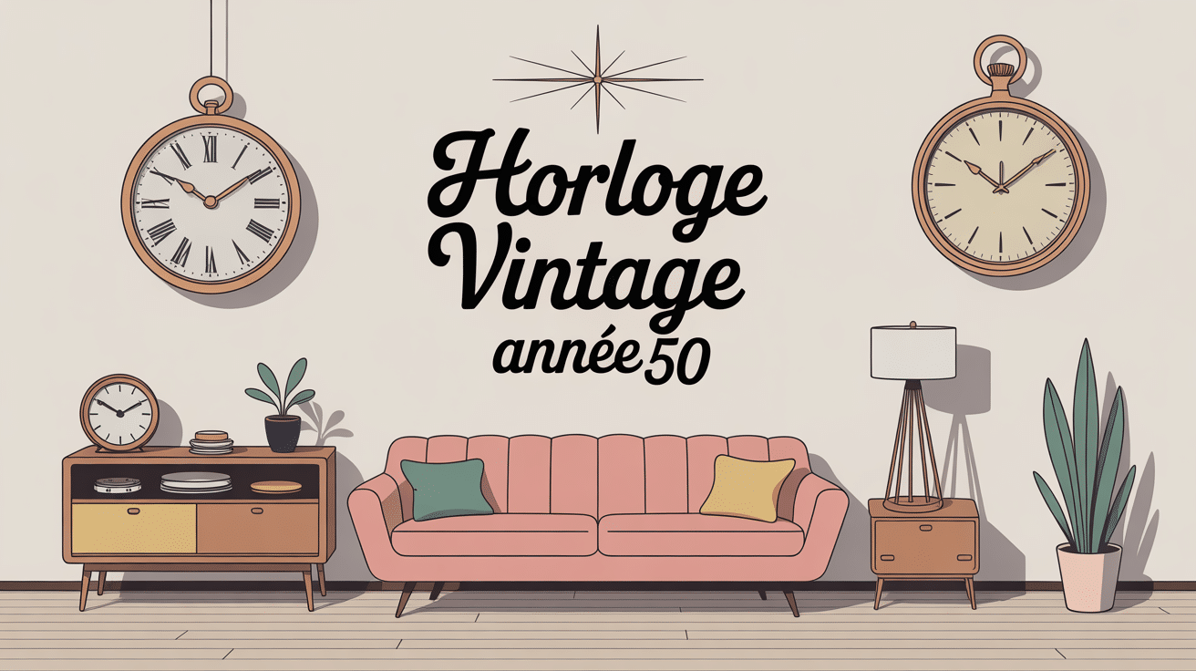 horloge vintage année 50 en scène mid-century