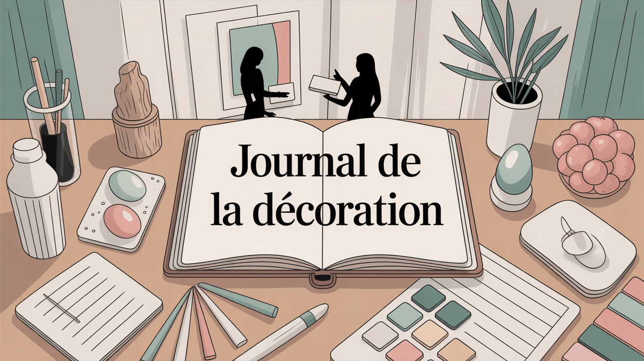 journal de la décoration sur bureau créatif avec carnet et échantillons