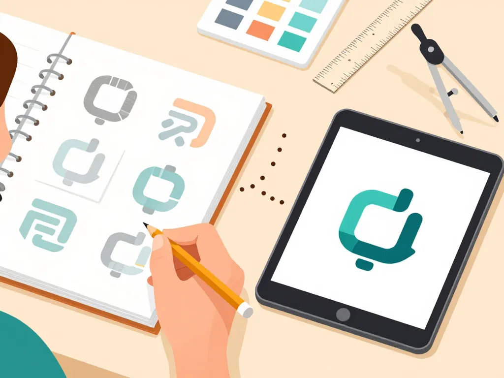 logo abstrait du croquis au vecteur