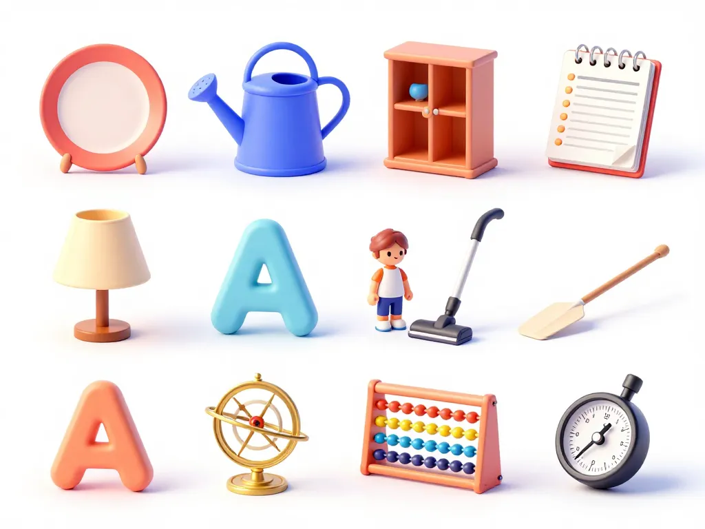 objet en a, scène produit d’objets en A en vue dessus