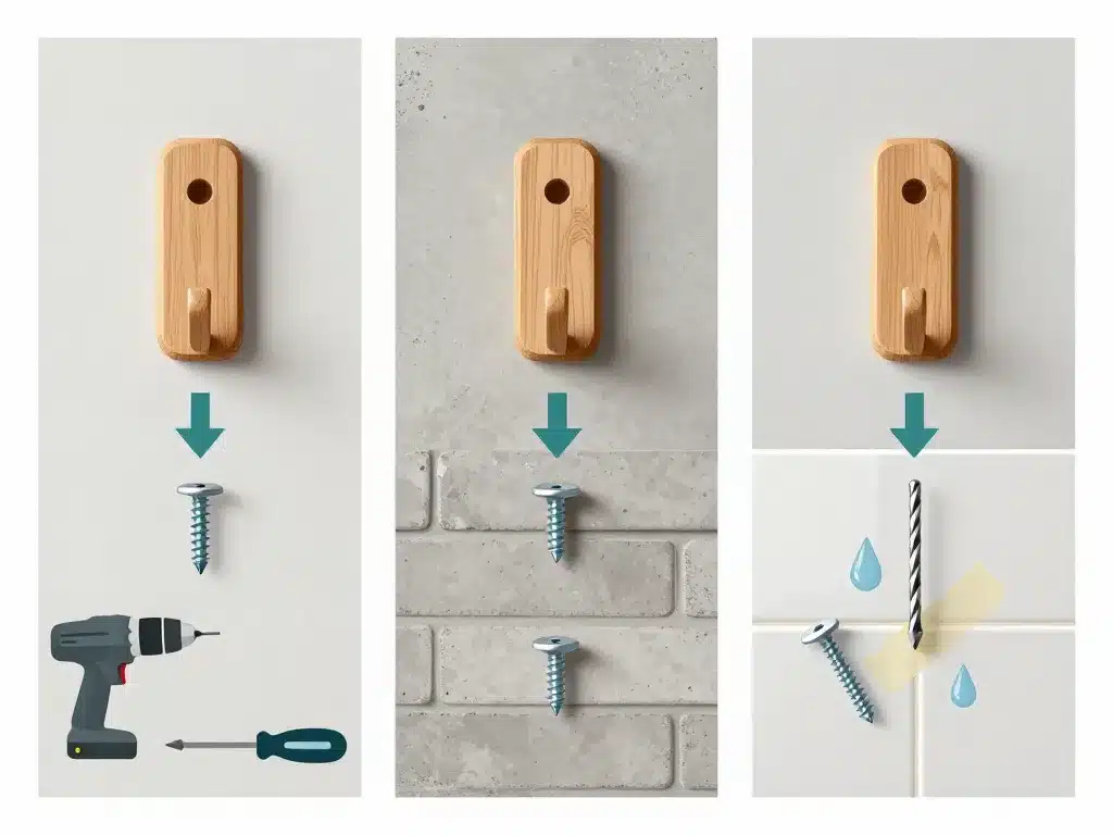 patere bois schema fixation placo brique carrelage