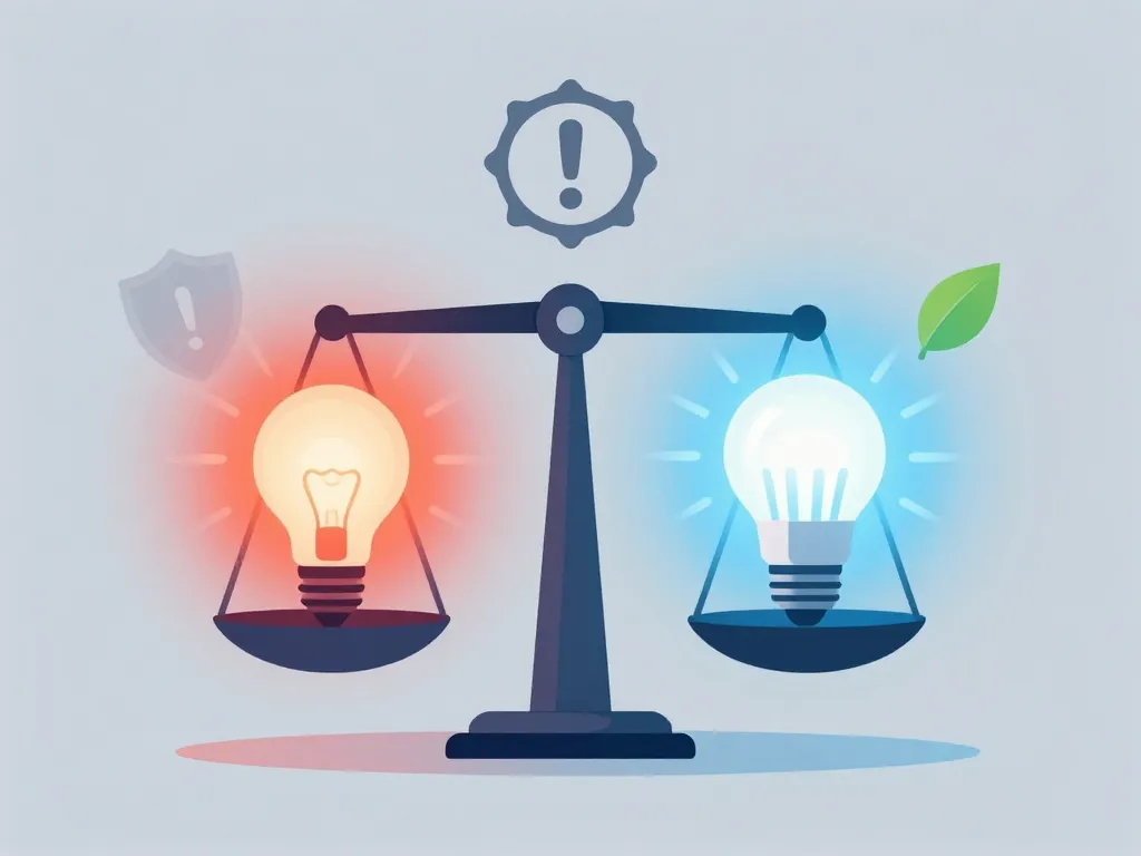 Metaphore pied halogene vs LED balance energie et chaleur